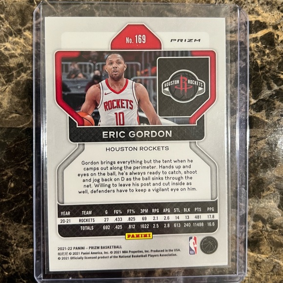 ERIC GORDON NBA PRIZM CARD 2021-22 Houston Rockets SILVER CRACKED ICE - Picture 2 of 2